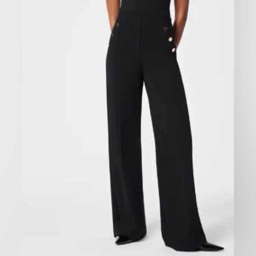Spanx The Perfect Pant, Button Wide Leg in black